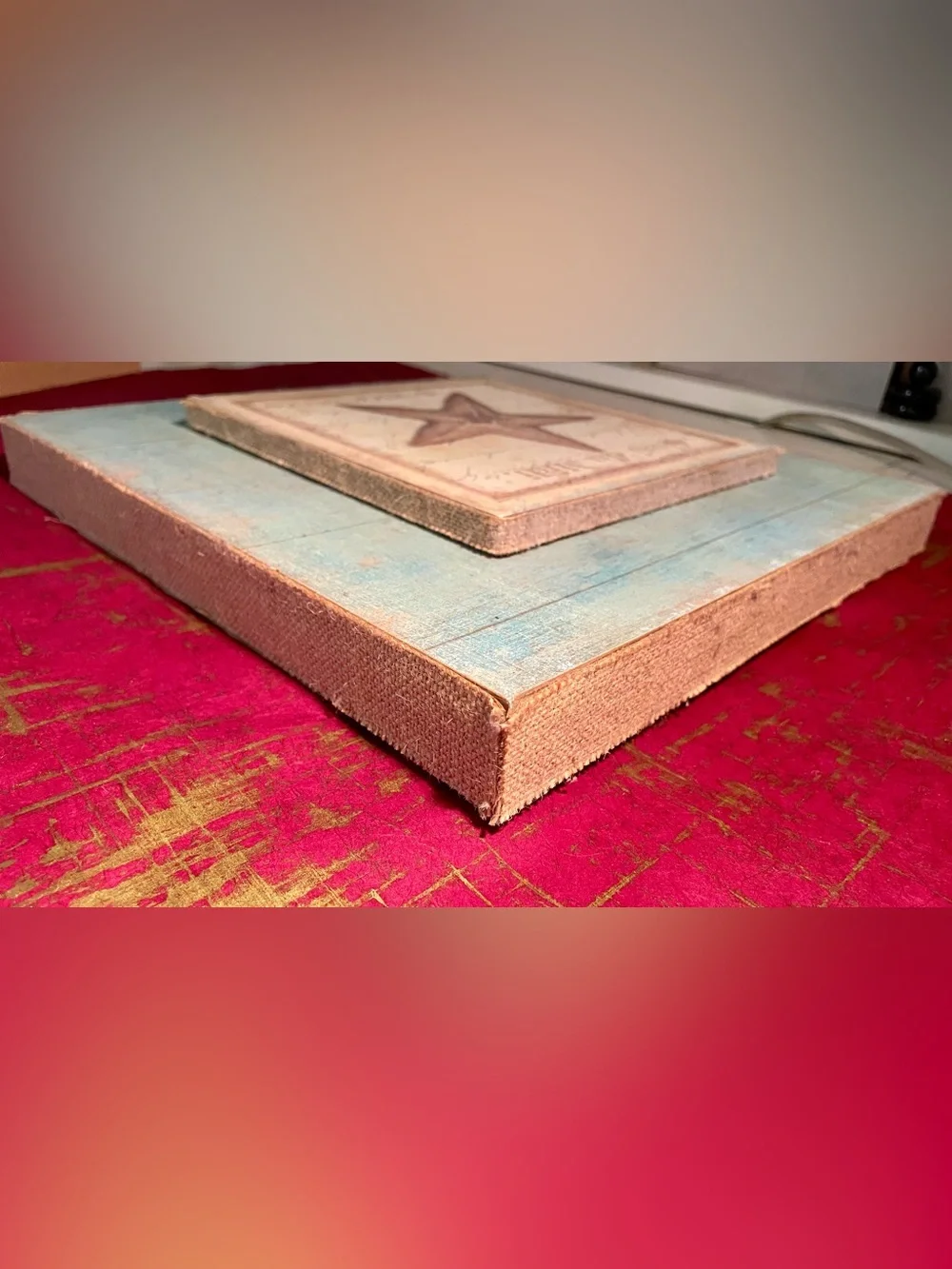 Set of Two Coastal Shell Wall Frames in Light Blue 12x12in